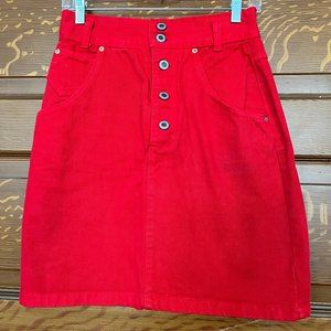 Vintage Red Denim Skirt (Paris Sport Club)